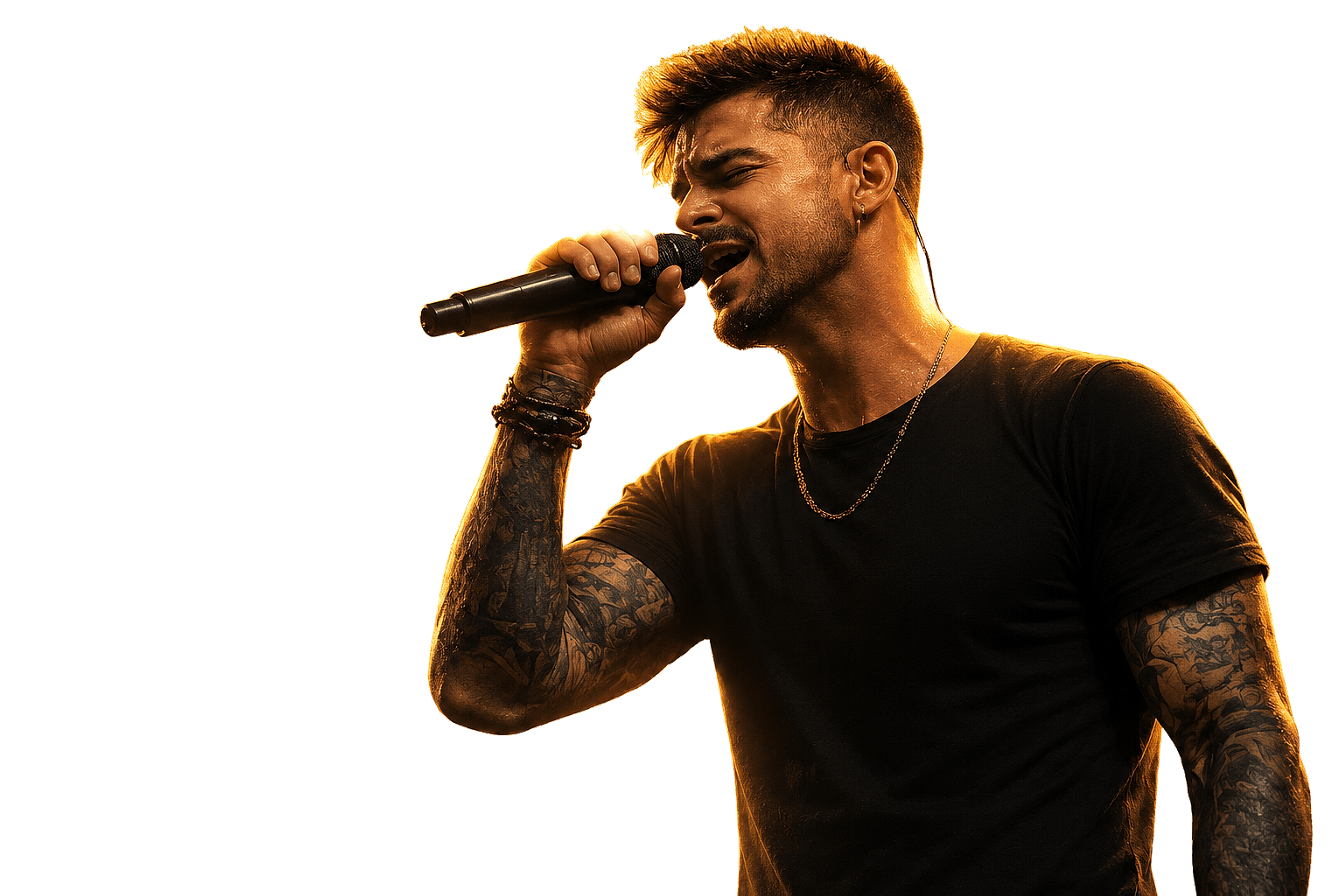Cantor profissional em palco